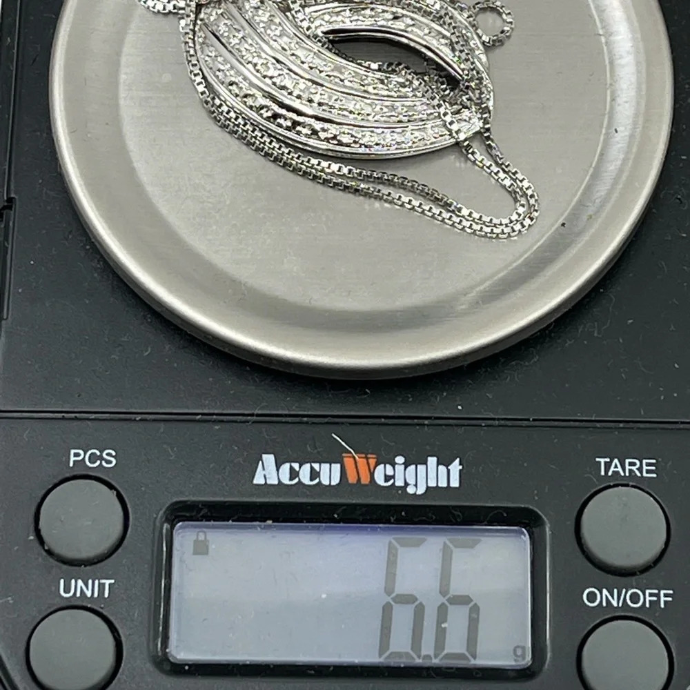 Vintage Technibond Platinum Over Sterling Silver Pendant Necklace - 18" - Picture 6 of 16